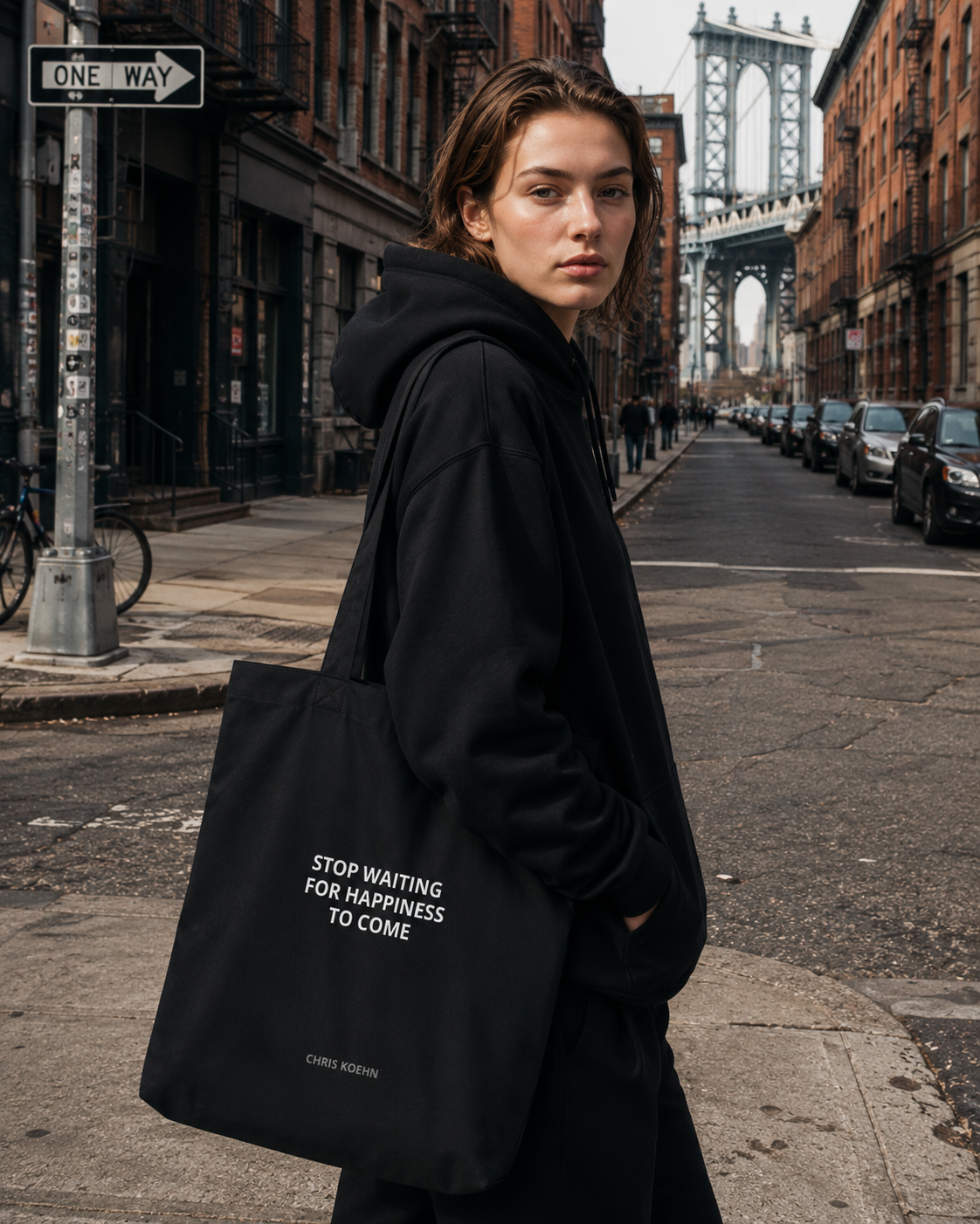 STOP WAITING FOR HAPPINESS TO COME  Organic Eco Tote bag