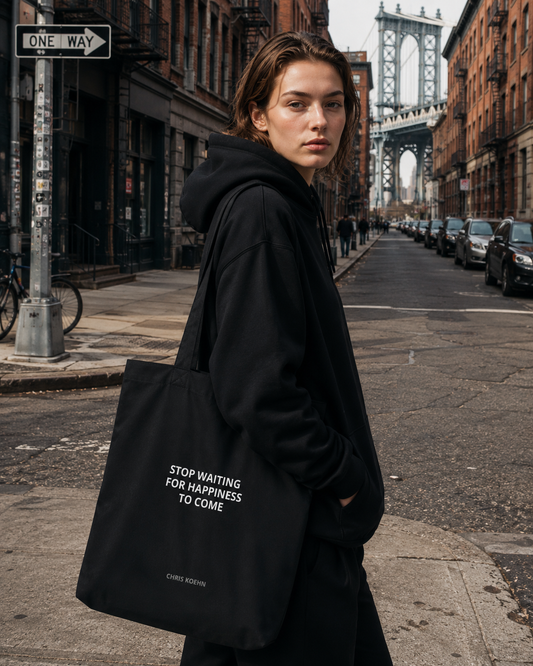 STOP WAITING FOR HAPPINESS TO COME  Organic Eco Tote bag